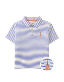 Bruno Zigzag Stripe Twill Jersey Polo Shirt With Guitar Embroidery