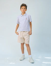 Bruno Zigzag Stripe Twill Jersey Polo Shirt With Guitar Embroidery
