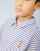 Bruno Zigzag Stripe Twill Jersey Polo Shirt With Guitar Embroidery