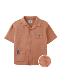 Tommy Waffle Knits Button Down Shirt With Toucan Embroidery