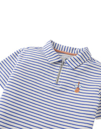 Bruno Zigzag Stripe Twill Jersey Polo Shirt With Guitar Embroidery
