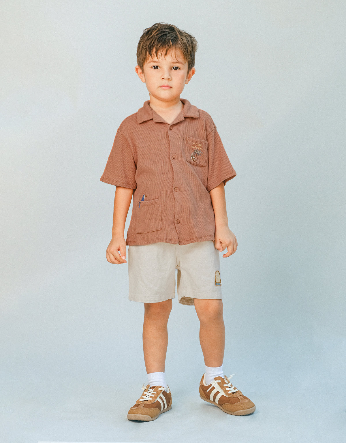 Tommy Waffle Knits Button Down Shirt With Toucan Embroidery