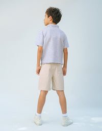 Bruno Zigzag Stripe Twill Jersey Polo Shirt With Guitar Embroidery