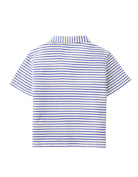 Bruno Zigzag Stripe Twill Jersey Polo Shirt With Guitar Embroidery