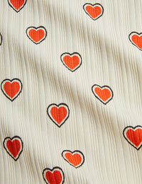 Outlined hearts trumpet sleeve top