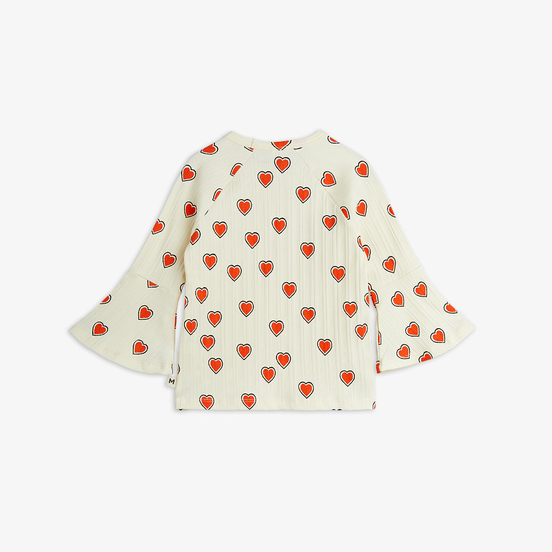 Outlined hearts trumpet sleeve top