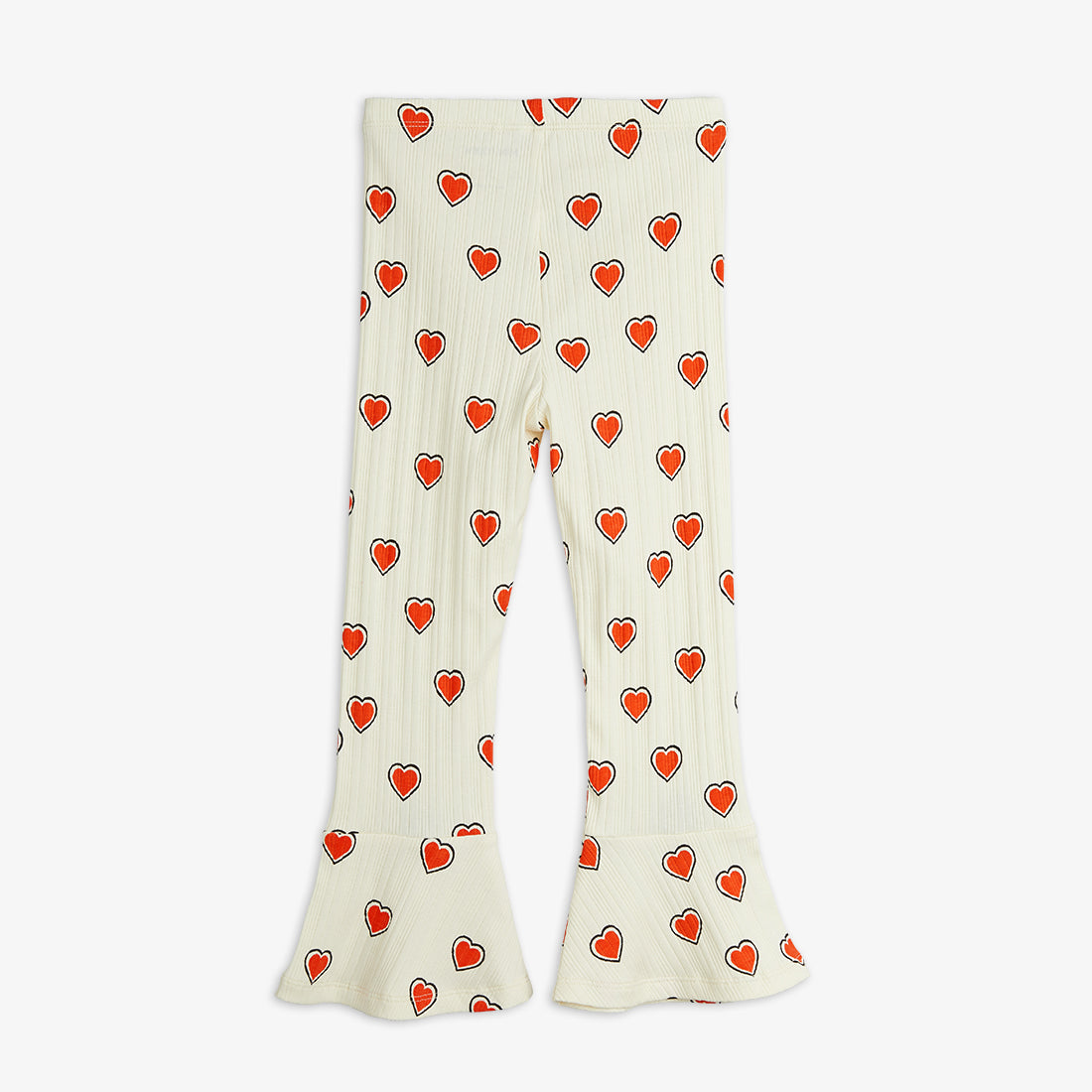 Outlined hearts flared trousers