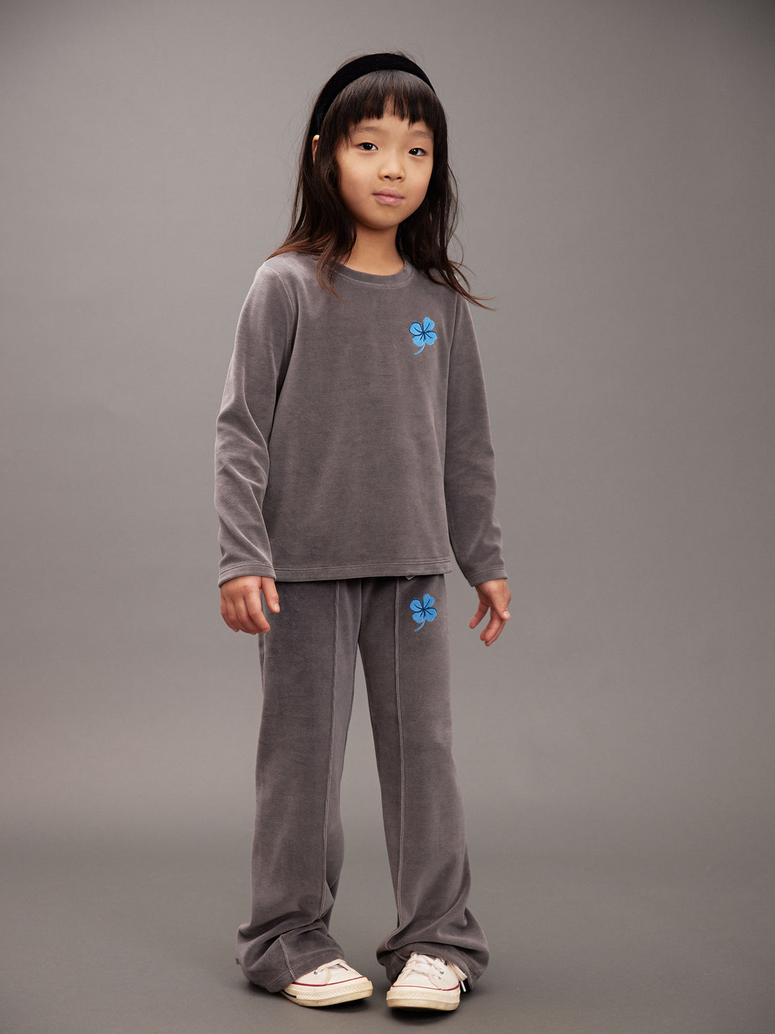 Clover velour flared trousers