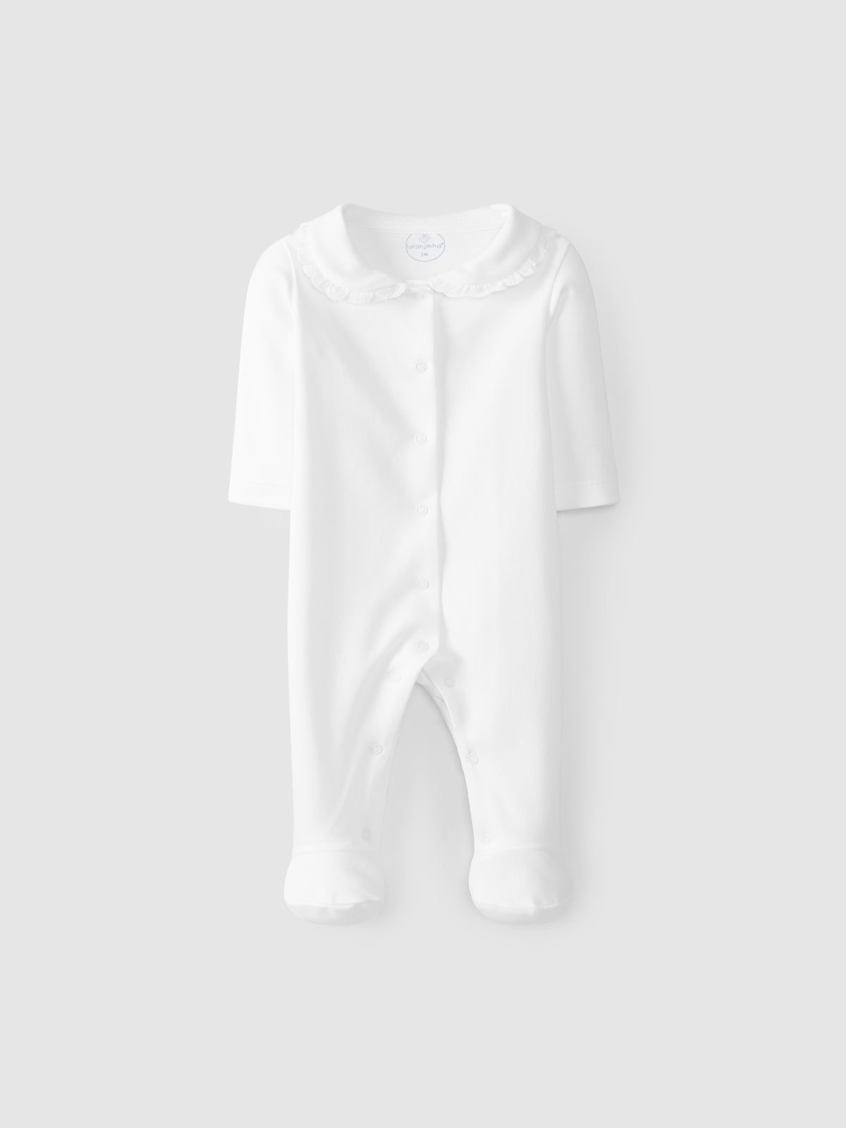 WHITE BABYGROW WITH ROUND COLLAR