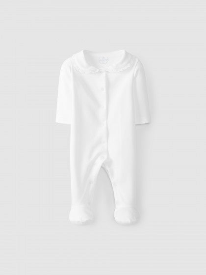 WHITE BABYGROW WITH ROUND COLLAR