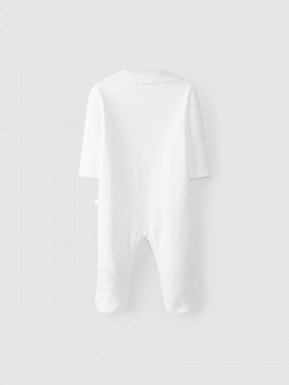 WHITE BABYGROW WITH ROUND COLLAR