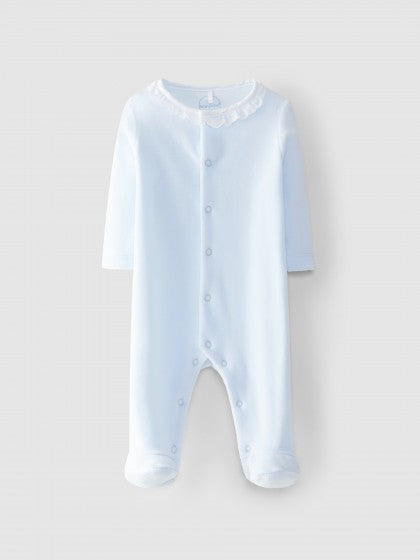 BLUE BABYGROW WITH ROUND COLLAR