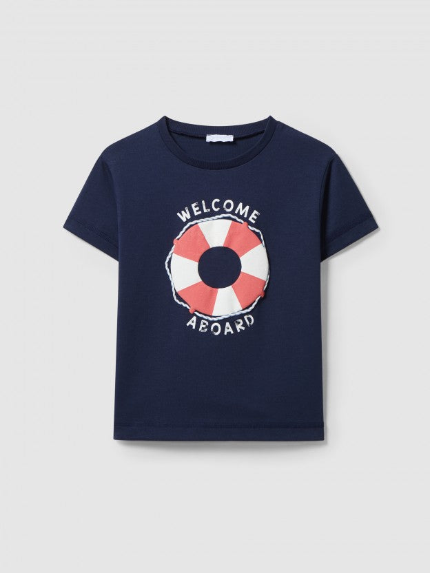 "Welcome Aboard" swim ring T-Shirt Navy