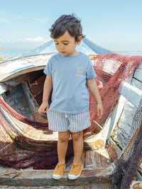 Dungaree shorts multi-coloured stripes