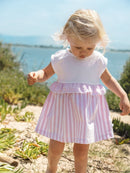 Dress in pique and striped Oxford fabric