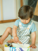 Printed plush dungaree shorts