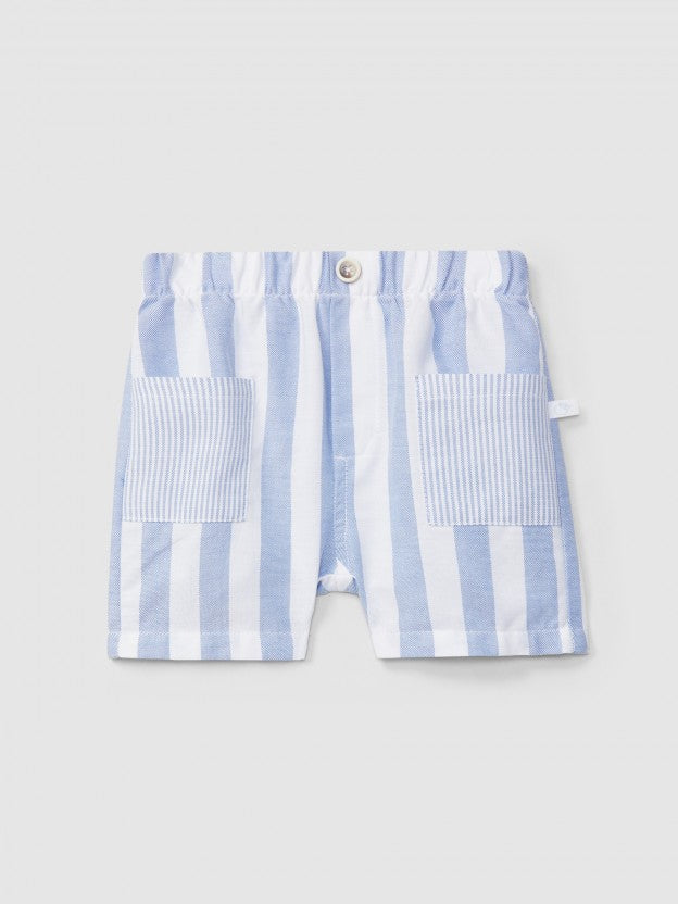 Pull-up shorts striped Oxford fabric