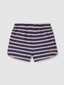 Pull-up shorts in multi-coloured striped plush