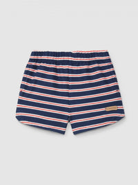 Pull-up shorts in multi-coloured striped plush