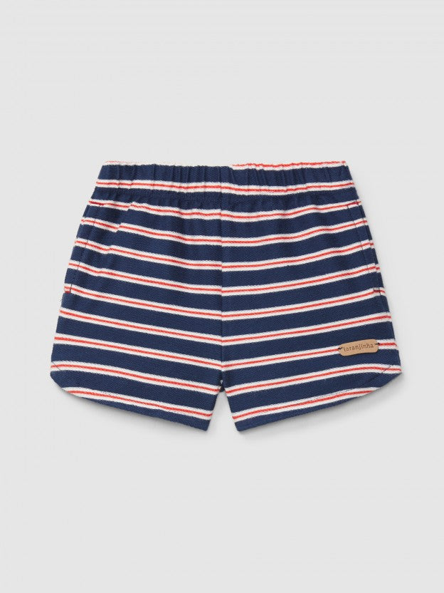 Pull-up shorts in multi-coloured striped plush