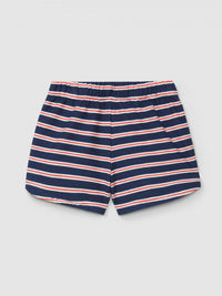 Pull-up shorts in multi-coloured striped plush