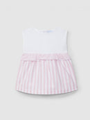 Dress in pique and striped Oxford fabric