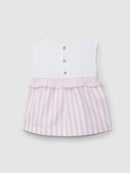 Dress in pique and striped Oxford fabric