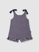 Jumpsuit in multi-coloured striped plush Navy Blue