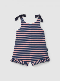 Jumpsuit in multi-coloured striped plush Navy Blue