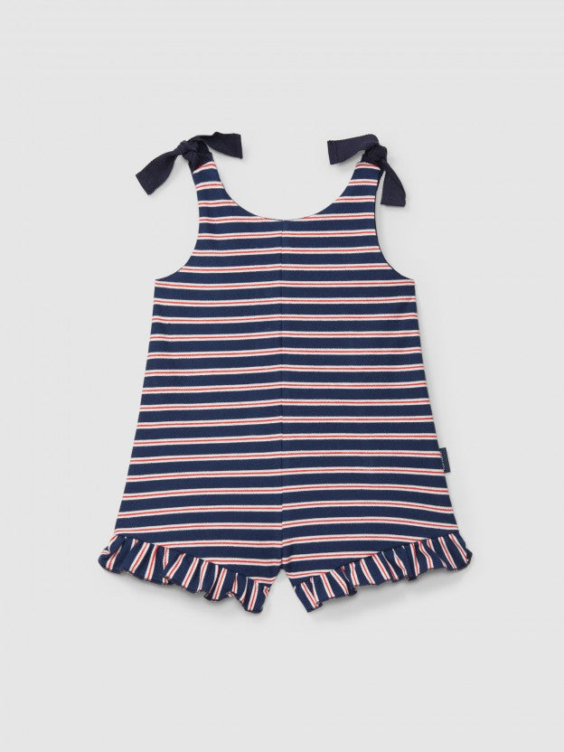 Jumpsuit in multi-coloured striped plush Navy Blue