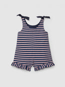 Jumpsuit in multi-coloured striped plush Navy Blue