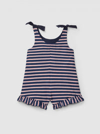 Jumpsuit in multi-coloured striped plush Navy Blue
