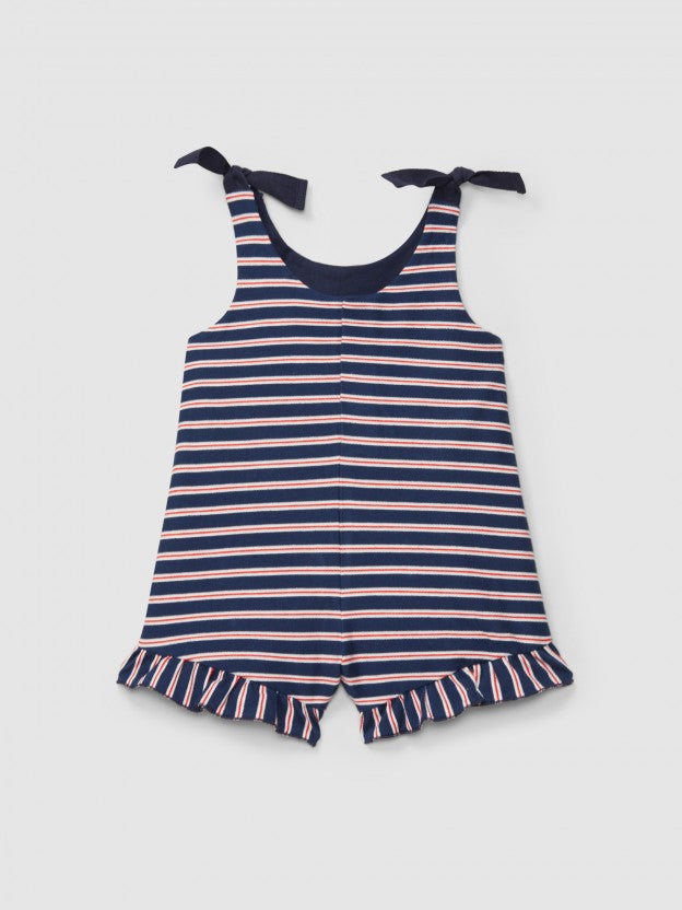 Jumpsuit in multi-coloured striped plush Navy Blue