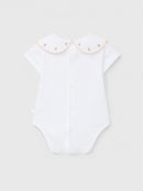 Bodysuit collar embroidered flowers - Light Orange