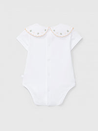 Bodysuit collar embroidered flowers - Light Orange