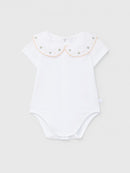 Bodysuit collar embroidered flowers - Light Orange