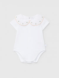 Bodysuit collar embroidered flowers - Light Orange