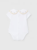 Bodysuit collar embroidered flowers - Ocher