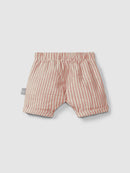 Pull-up shorts in striped fabric - Terracotta