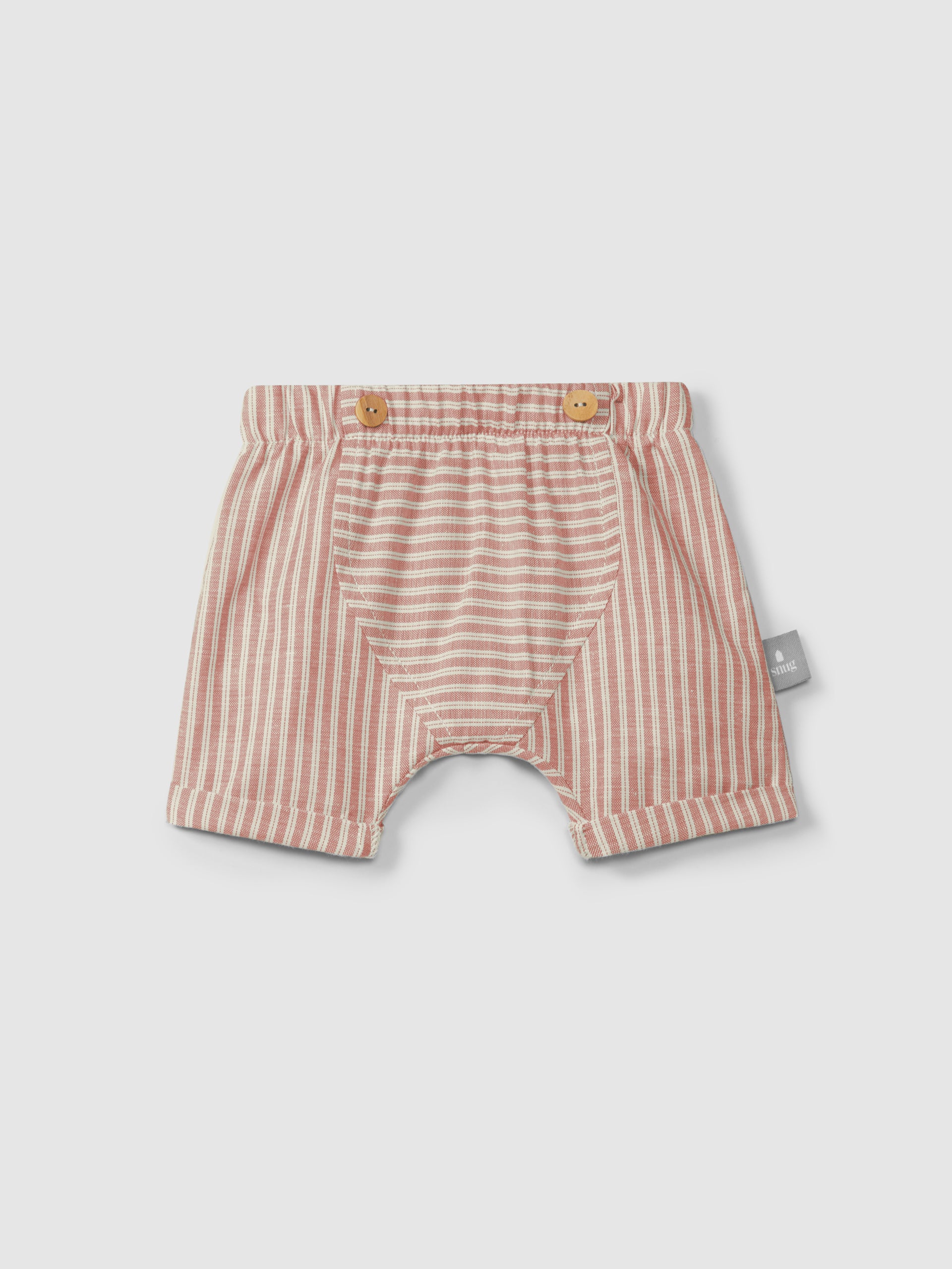 Pull-up shorts in striped fabric - Terracotta