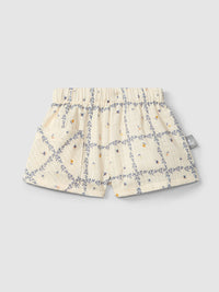 Pull-up shorts printed textured cotton