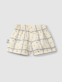 Pull-up shorts printed textured cotton