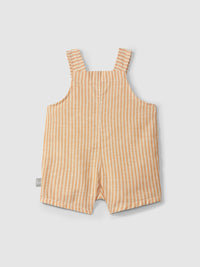 Dungaree shorts in striped fabric with pocket