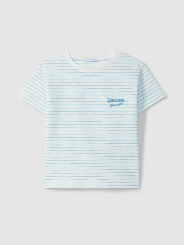 Striped T-shirt with embroidery