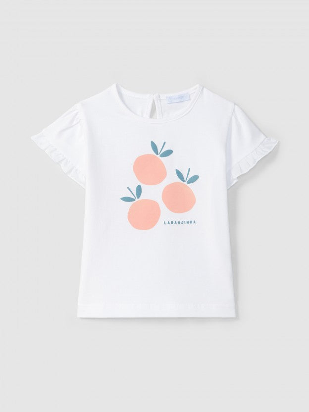 Printed T-shirt with embossed detail