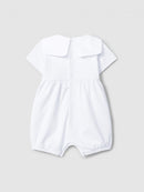 Shortie sailor collar and striped jacquard - White