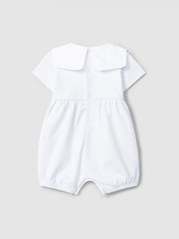 Shortie sailor collar and striped jacquard - White