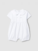 Shortie sailor collar and striped jacquard - White