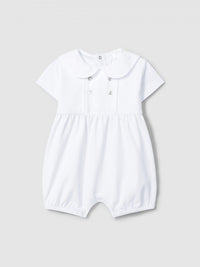 Shortie sailor collar and striped jacquard - White