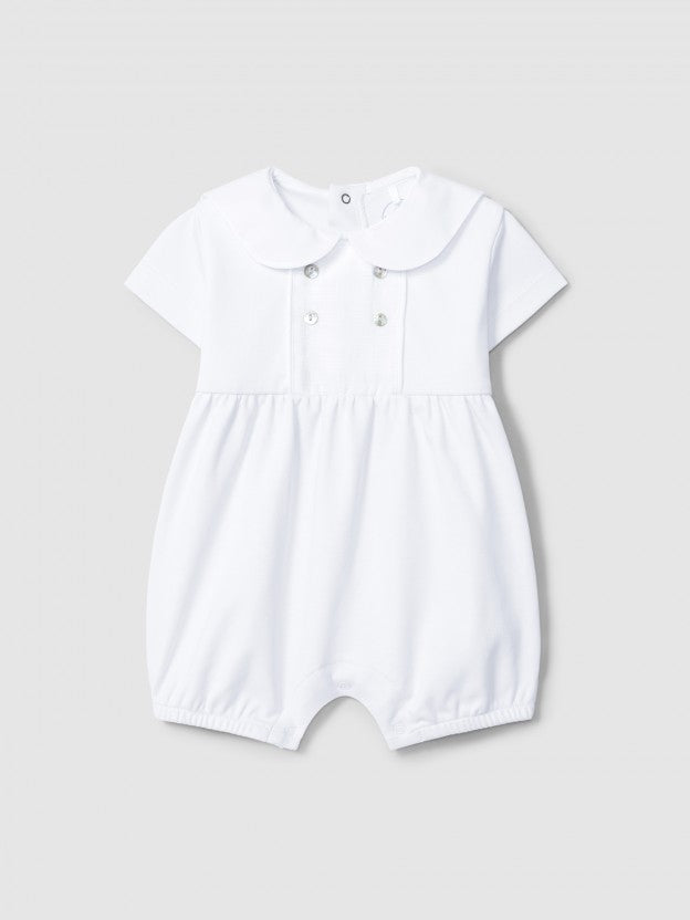 Shortie sailor collar and striped jacquard - White